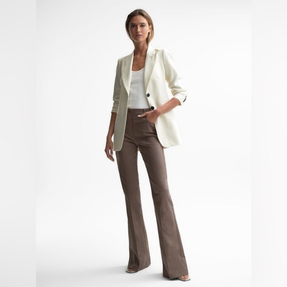 Reiss Denim - REISS high rise Florence denim mink 6 brown  neutral minimal flare pant jeans